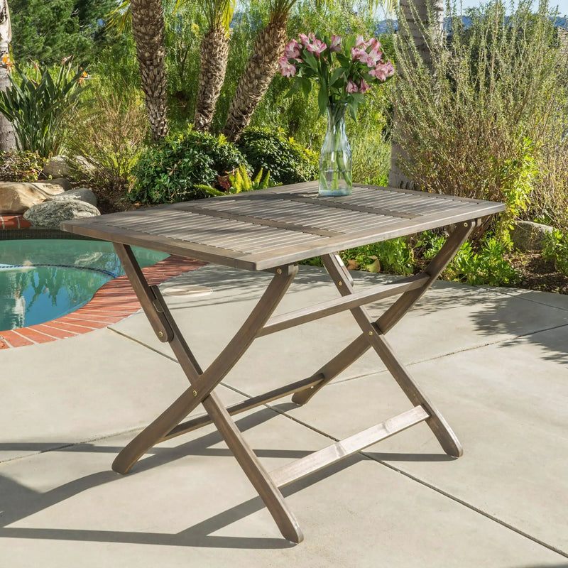 Blissique Outdoor Foldable Wood Dining Table With Slat Design by HouseOfZazla