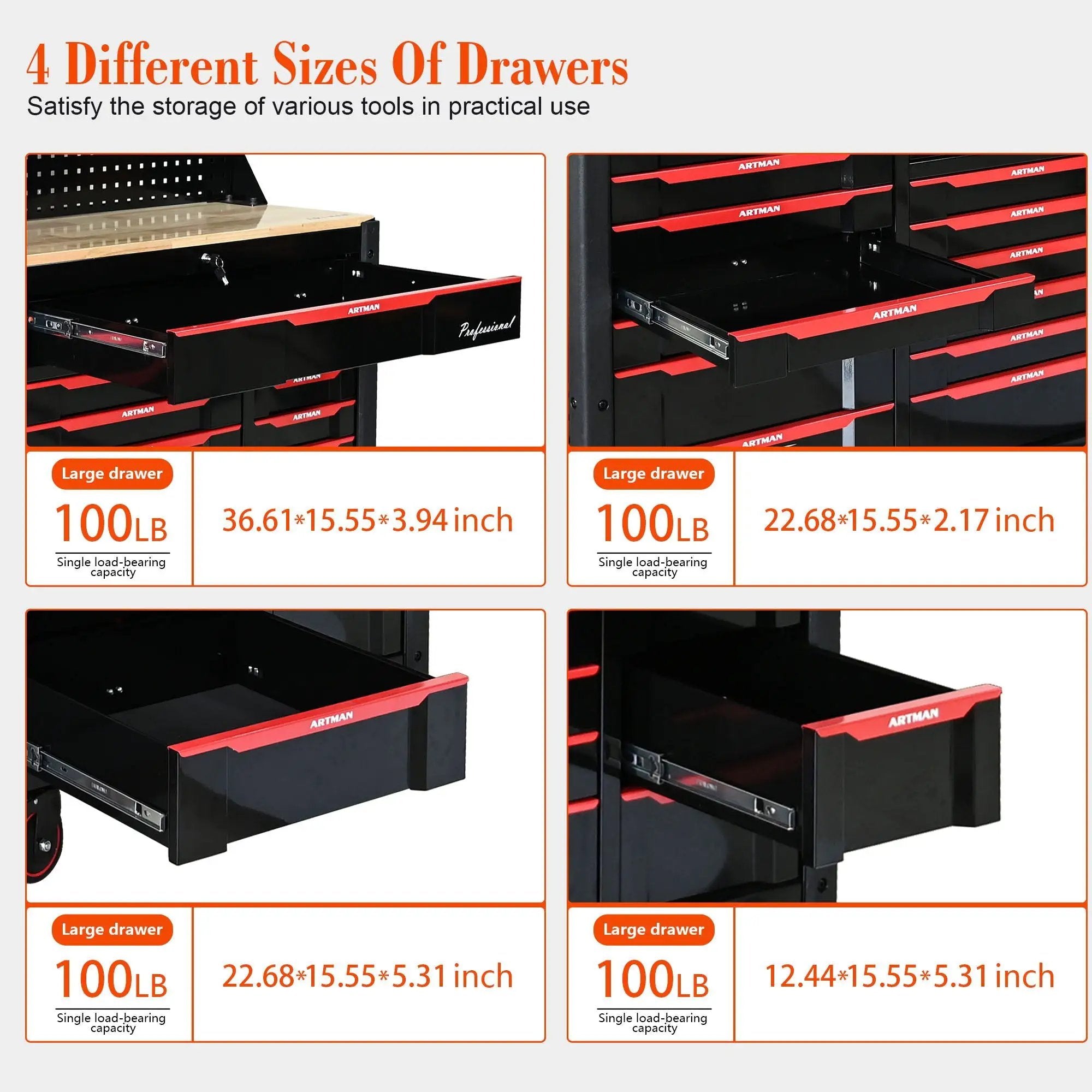 Heavy Duty Tool Cart With 19 Drawers, Tools Not Included, Mobile Storage For Workshop Or Laboratory - Black / Red by HouseOfZazla