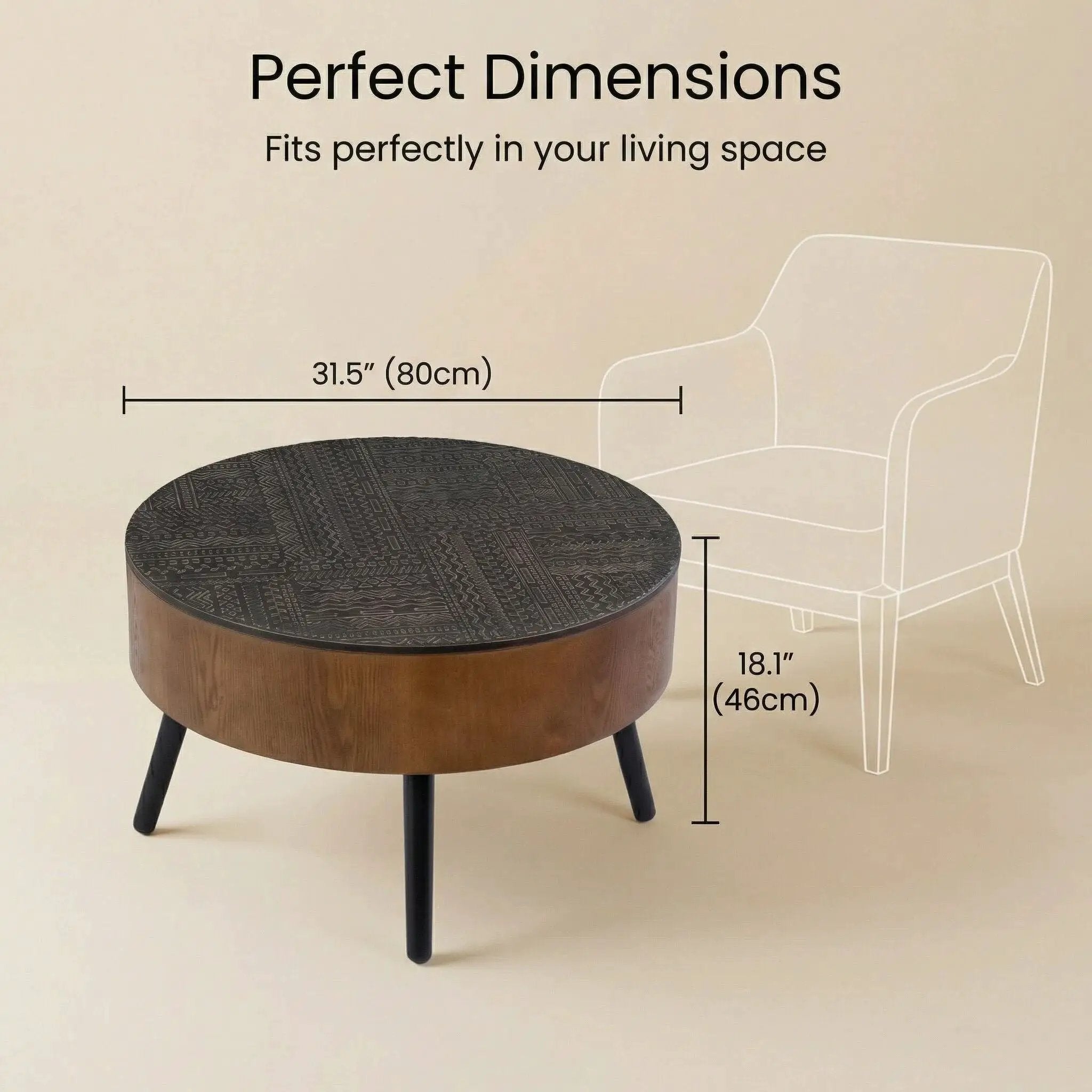 Round Coffee Table With Storage Function For Living Rooms