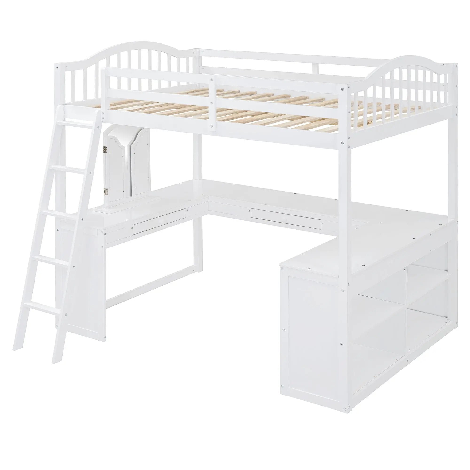 Loft Bed With Drawers, Cabinet, Shelves With Desk by HouseOfZazla