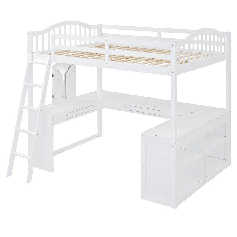 Loft Bed With Drawers, Cabinet, Shelves With Desk by HouseOfZazla