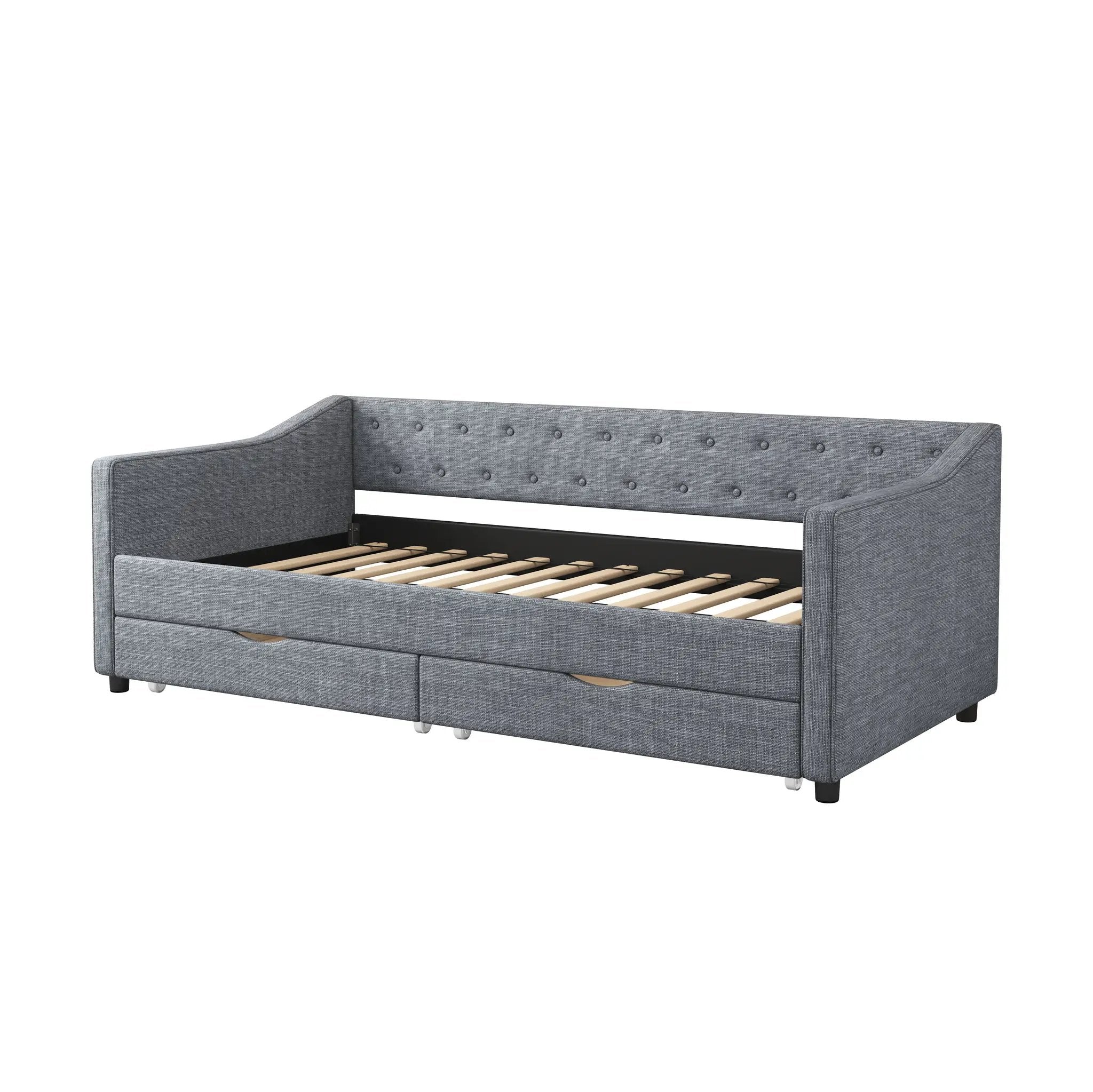 Twin Size Daybed with Drawers Upholstered Tufted Sofa Bed by HouseOfZazla