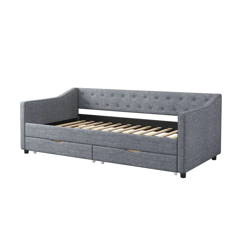 Twin Size Daybed with Drawers Upholstered Tufted Sofa Bed by HouseOfZazla