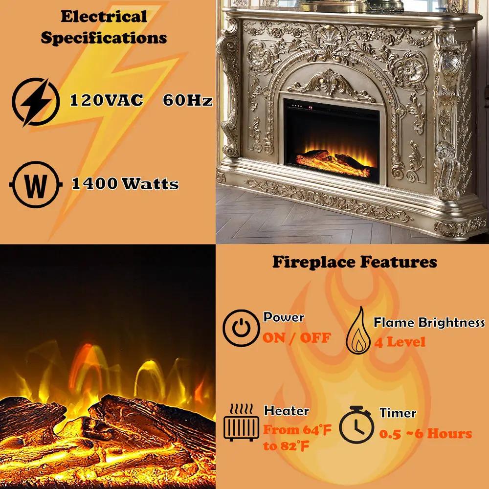 Danae - Fireplace - Antique Silver by Unique Piece Furniture