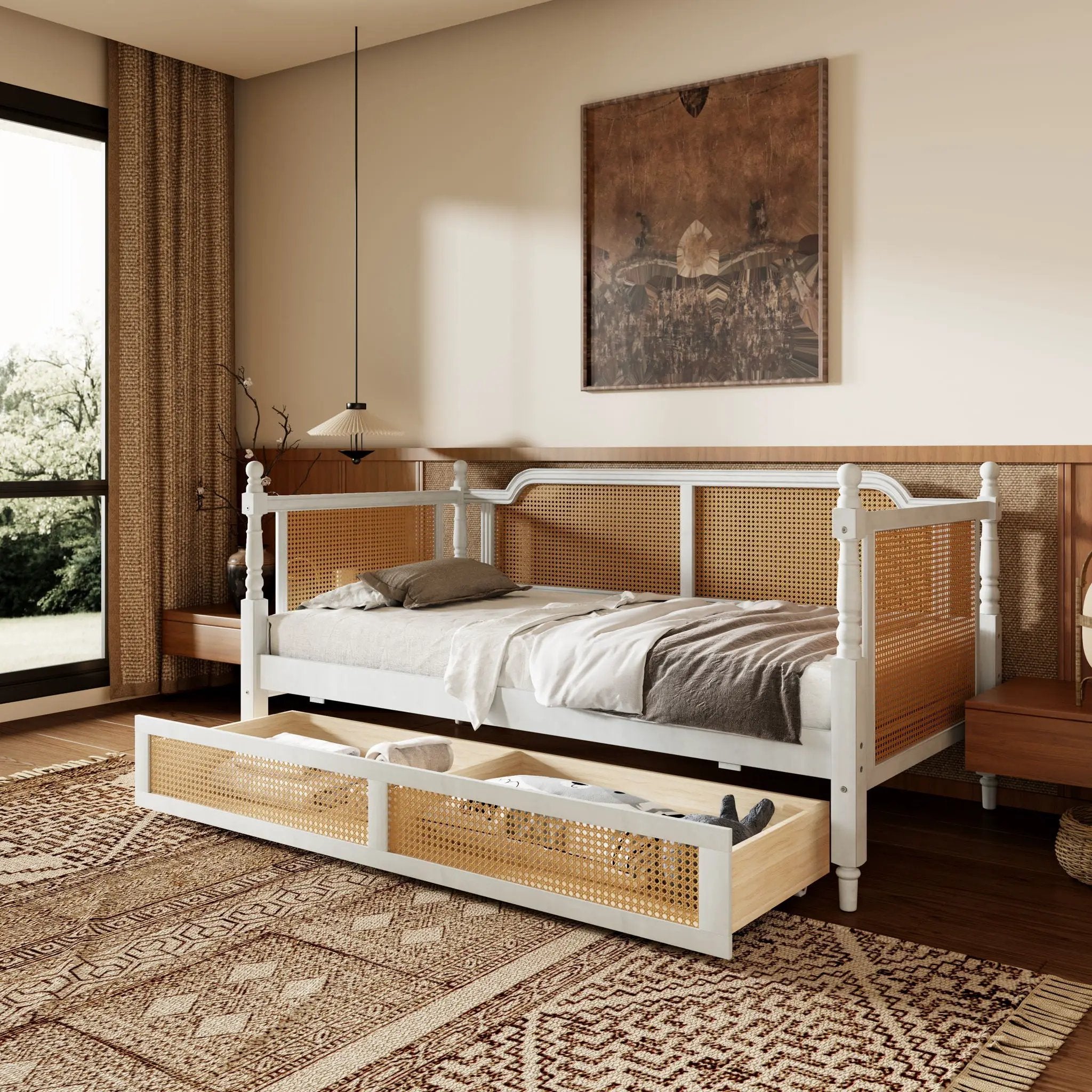 Traditional Style Rattan Daybed, No Box Spring Needed by HouseOfZazla