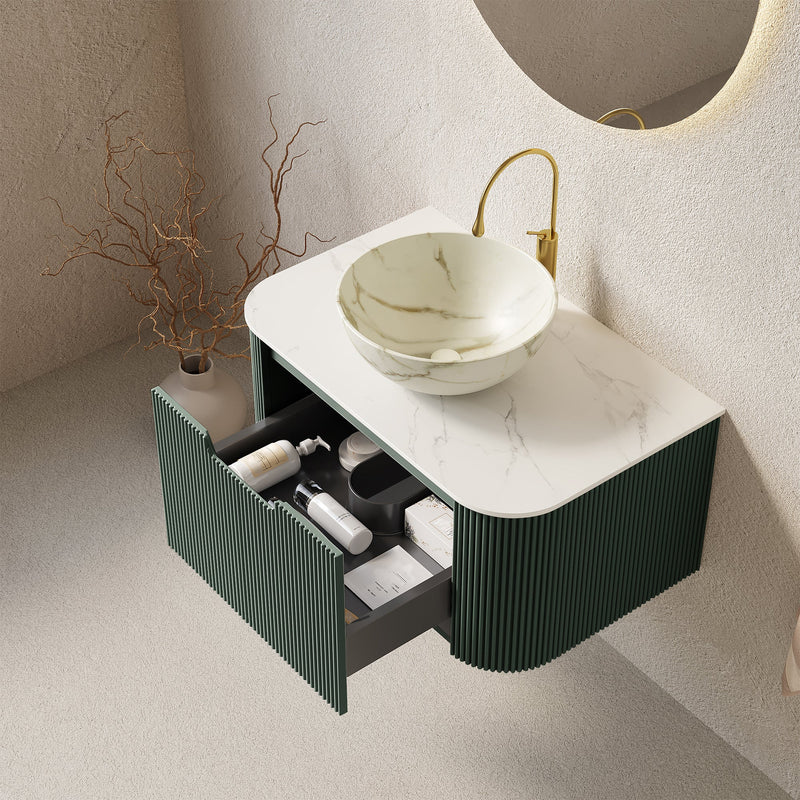 DINA 30" Bathroom Vanity & Sink, Floating Curved Edges by HouseOfZazla