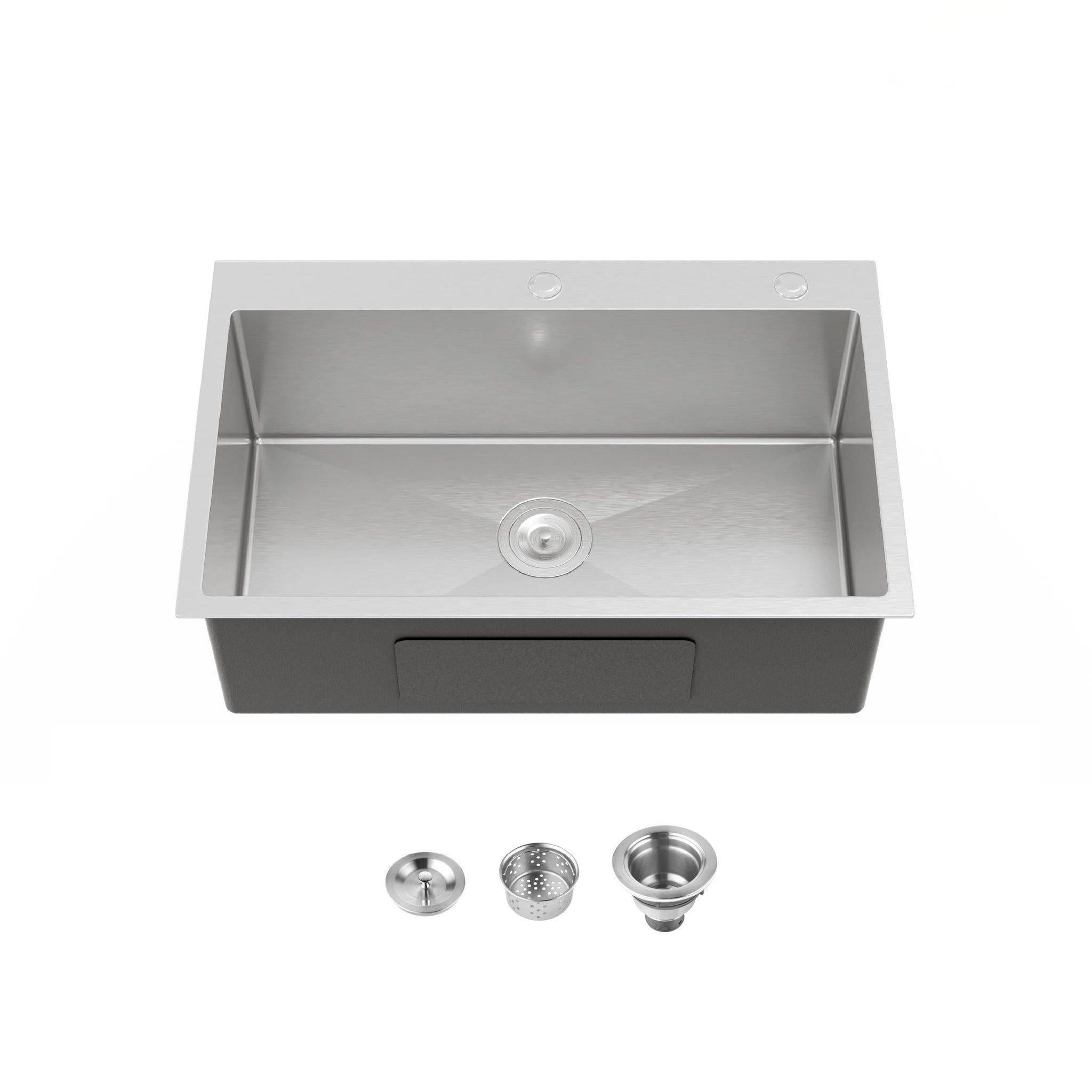 Stainless Steel Kitchen Sink, 30″x19″ Single Bowl, Overmount, Brushed Nickel by HouseOfZazla