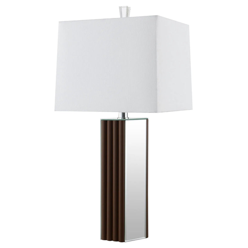 Elena 30-inch Square Tapered Mirrored Table Lamp Brown by Unique Piece Furniture