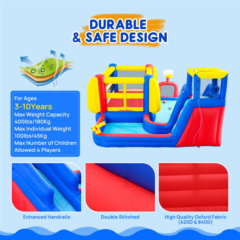 7 in 1 Inflatable Slide Water Park for Kids by HouseOfZazla