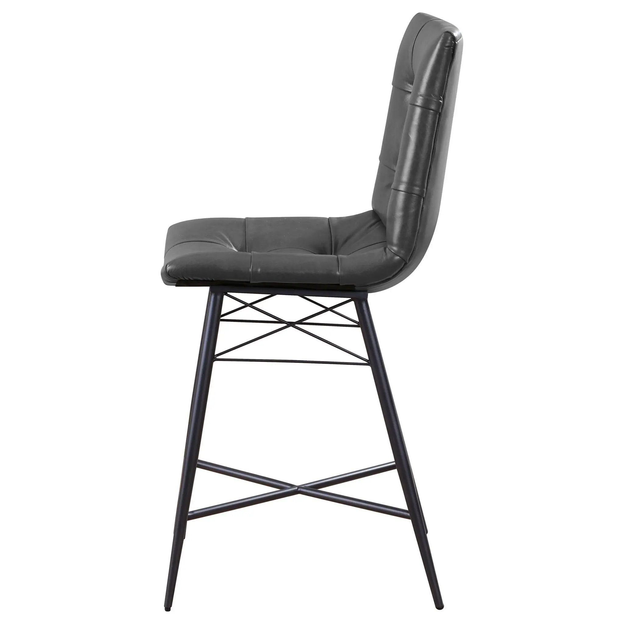 Aiken Upholstered Tufted Counter Chair Charcoal (Set of 2) by Unique Piece Furniture