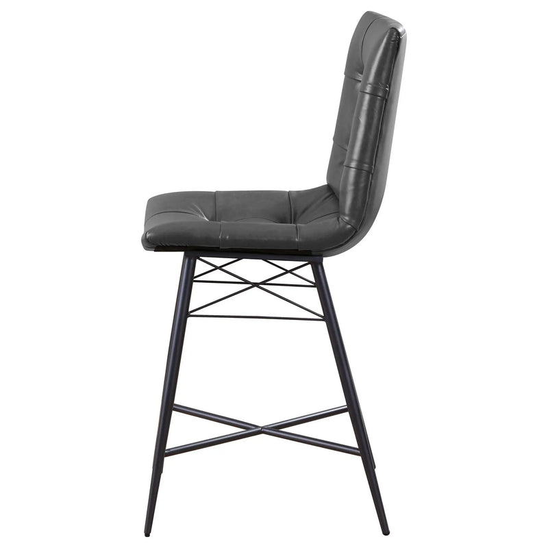 Aiken Upholstered Tufted Counter Chair Charcoal (Set of 2) by Unique Piece Furniture