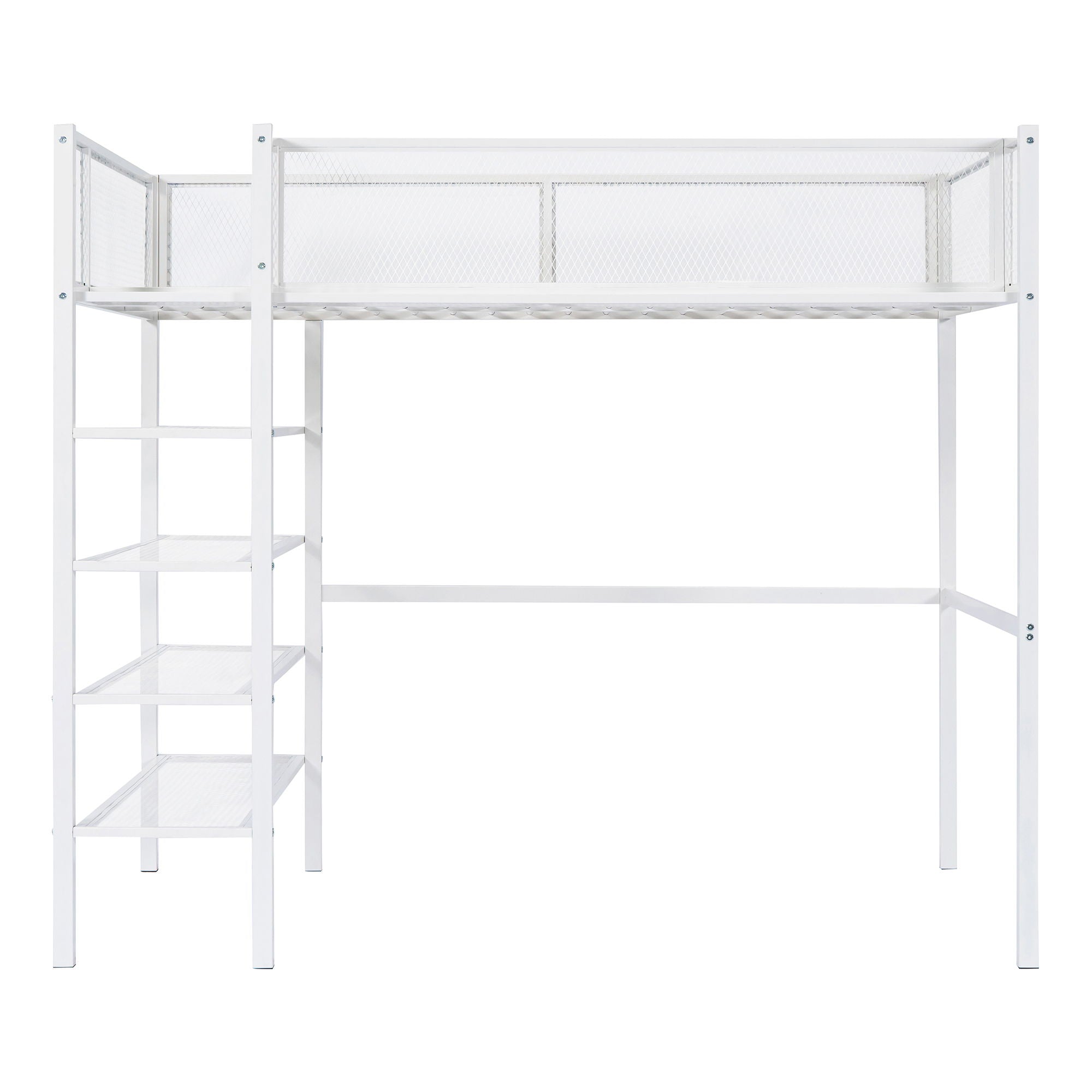 Loft Bed With 4 Tier Shelves And Storage by HouseOfZazla