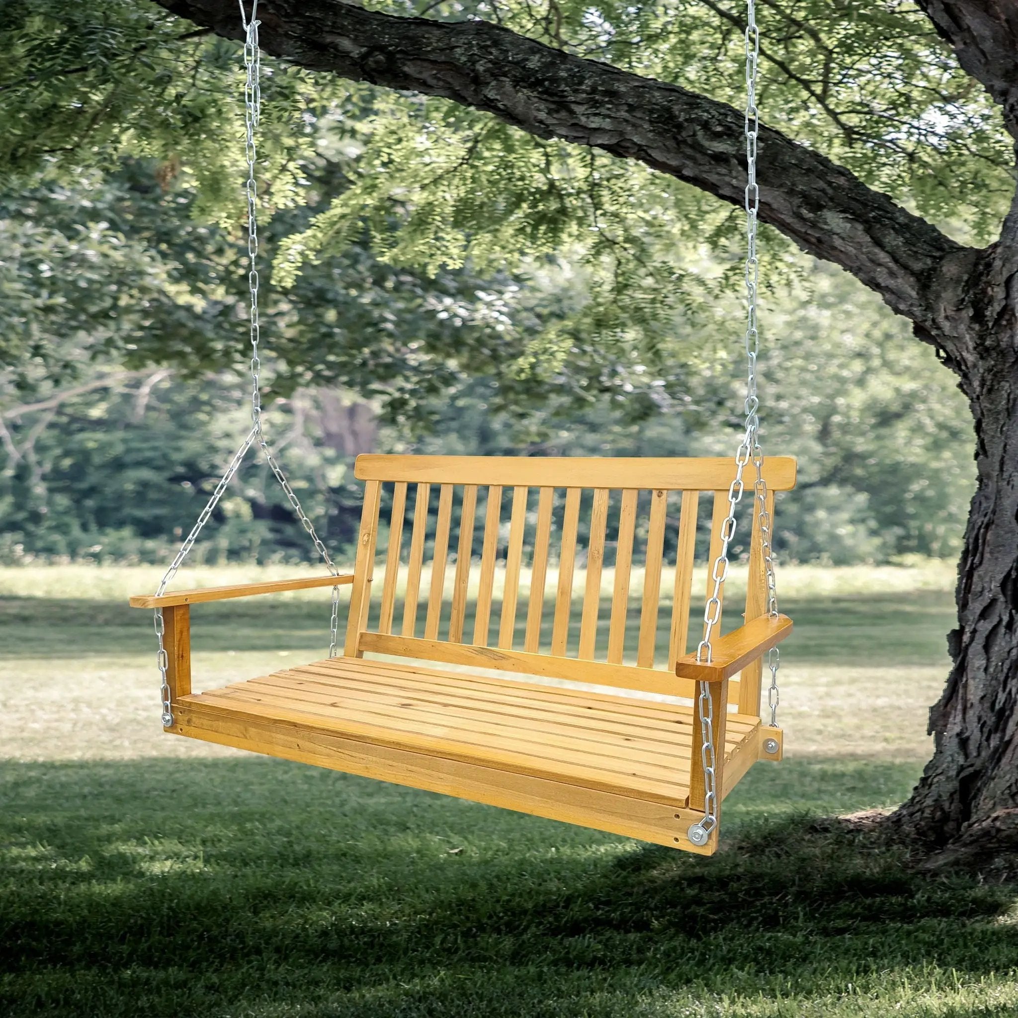 Front Porch Swing With Armrests For Outdoor Patio, Garden Yard, Backyard Or Sunroom by HouseOfZazla
