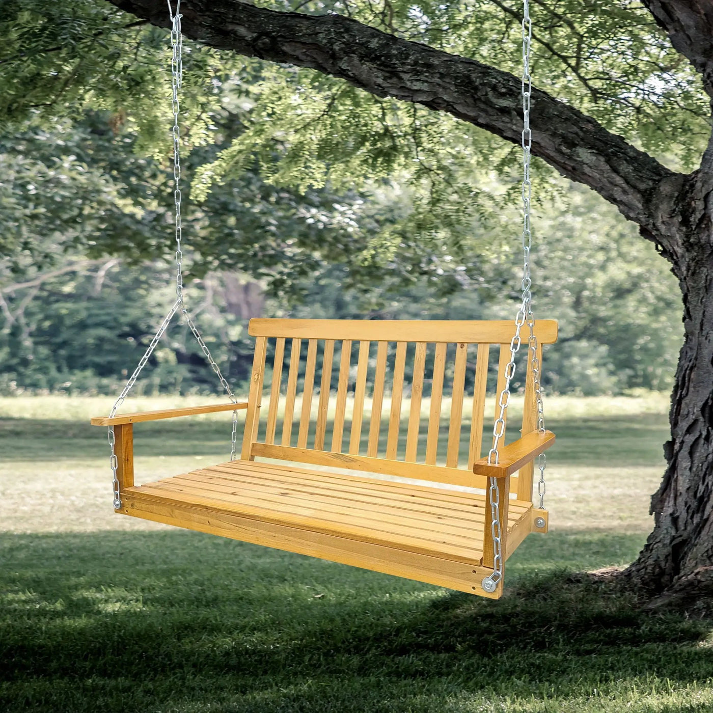 Front Porch Swing With Armrests For Outdoor Patio, Garden Yard, Backyard Or Sunroom by Unique Piece Furniture