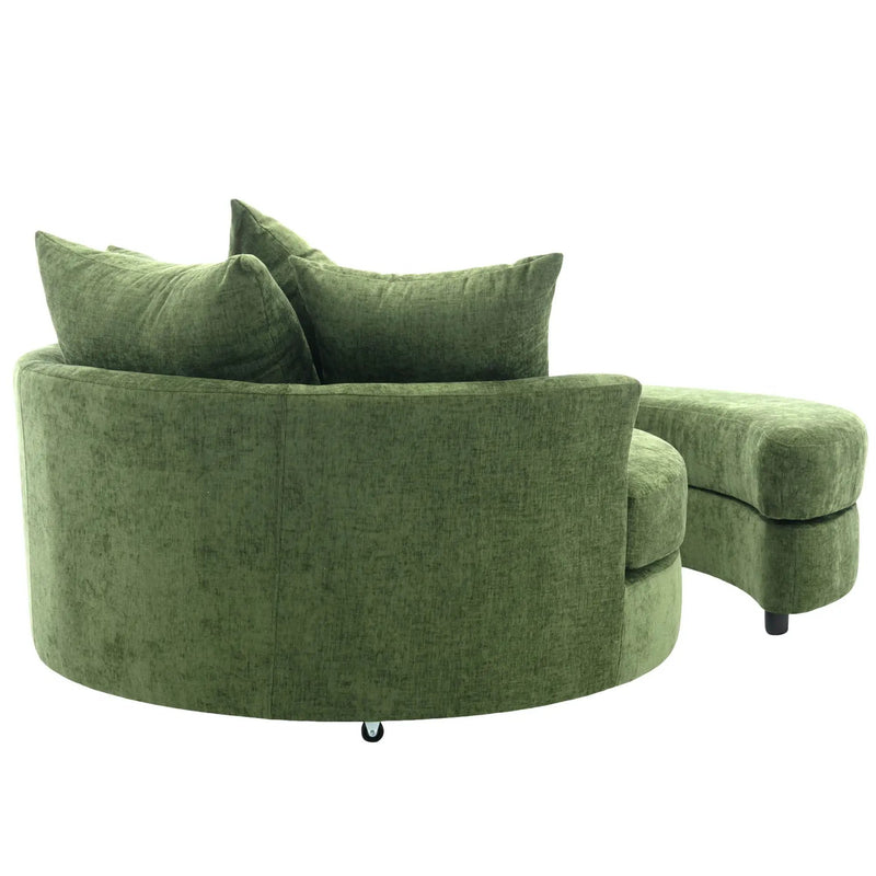 360° Swivel Accent Barrel Chair With Storage Ottoman & 4 Pillows, Modern Leisure Chair Round Accent For Living Room by HouseOfZazla