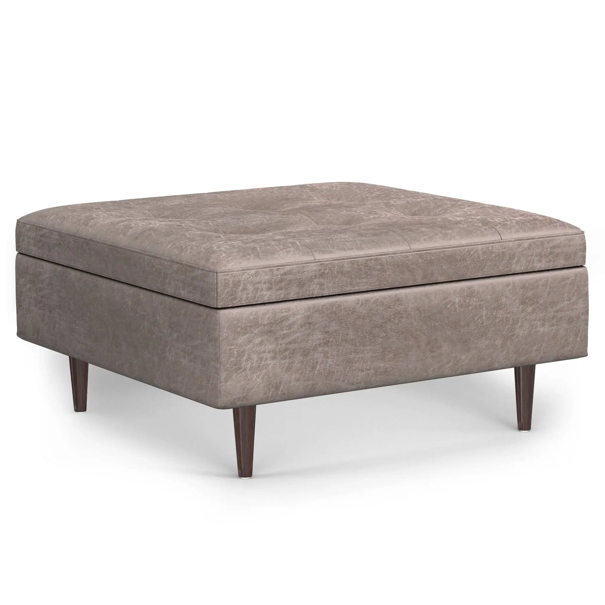 Shay - Large Square Coffee Table Storage Ottoman Mid-Century Style by HouseOfZazla