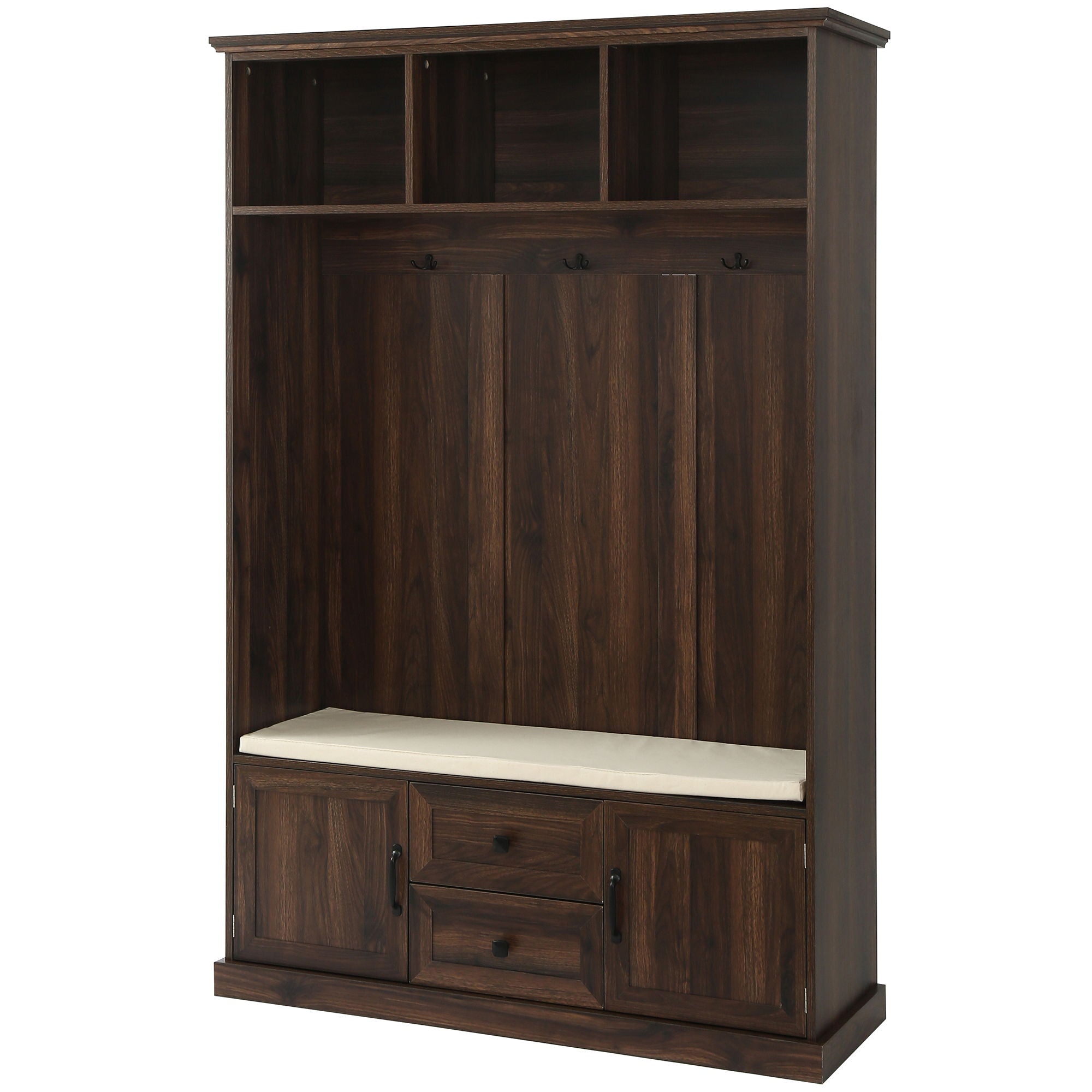 Hall Tree With 3 Hooks, Coat Hanger, Entryway Bench, Storage Bench, 3 In 1 Design by HouseOfZazla