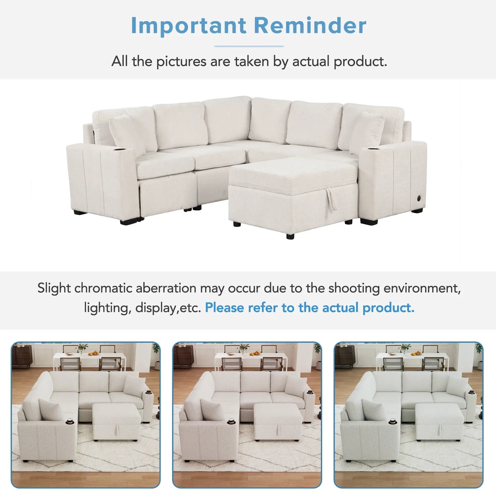 Sectional Sofa Convertible Pull-Out Sofa Bed With A Movable Storage Ottoman For Living Room by HouseOfZazla