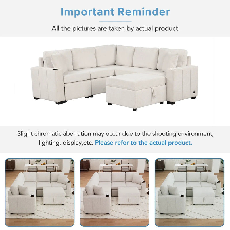 Sectional Sofa Convertible Pull-Out Sofa Bed With A Movable Storage Ottoman For Living Room by HouseOfZazla