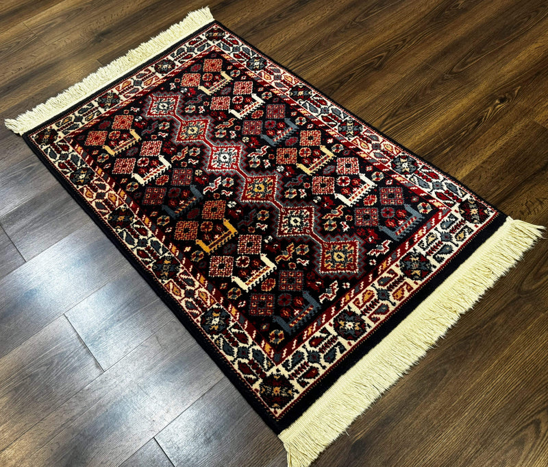 Small Karastan Rug 3x4, Yuruk Collection, Wool, Tribal, Geometric, Navy Blue by Jewel Rugs