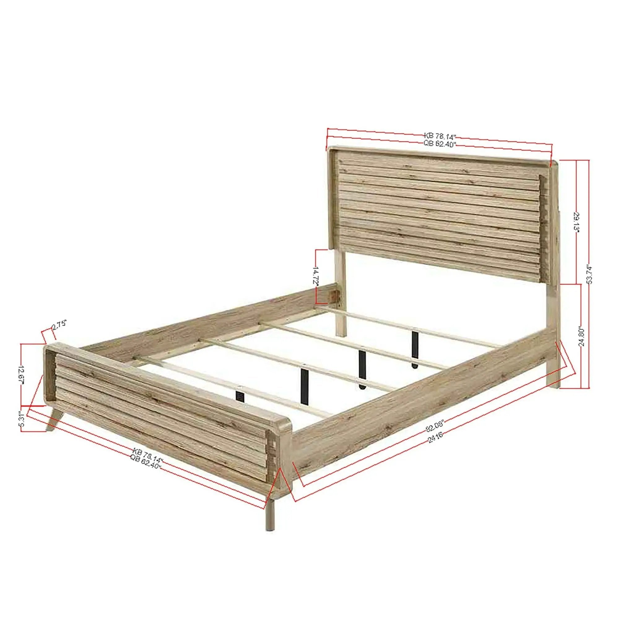 Panel Bed With Slatted Headboard And Footboard
