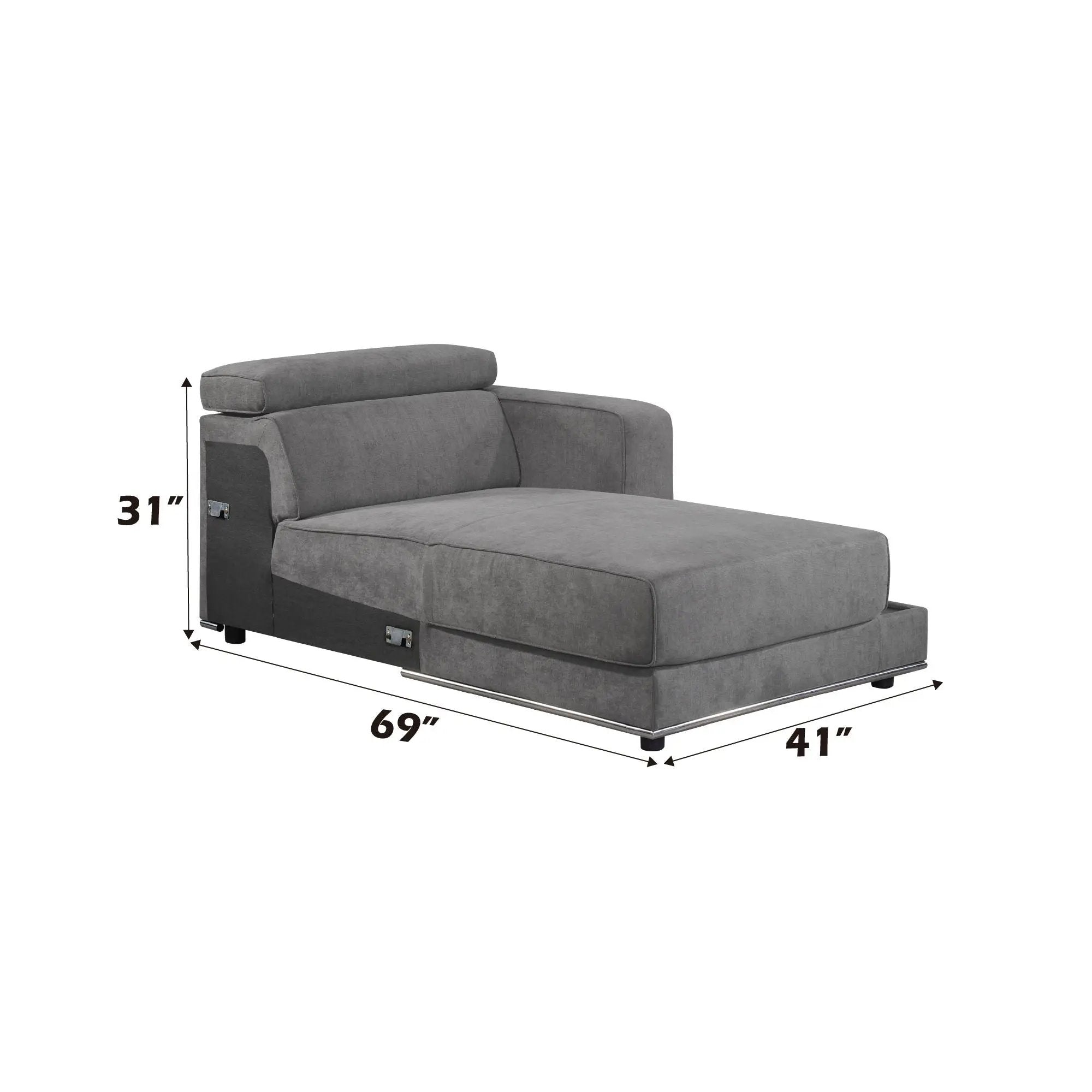 Alwin - Modular Rf Chaise - Dark Gray Fabric by Unique Piece Furniture