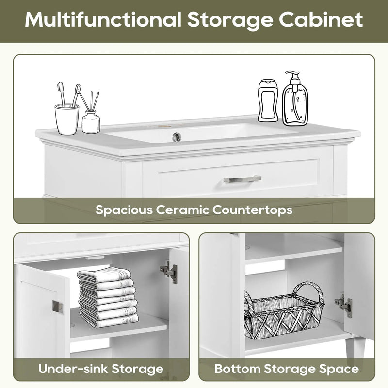 Bathroom Vanity With Ceramic Basin, Soft Close Door And Adjustable Shelves by Unique Piece Furniture