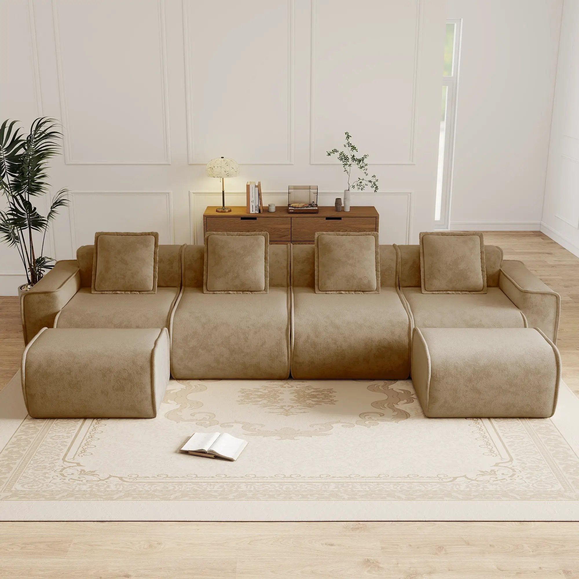 Streamlined Design Modular 4 Seat U Shape Sectional Sofa by HouseOfZazla