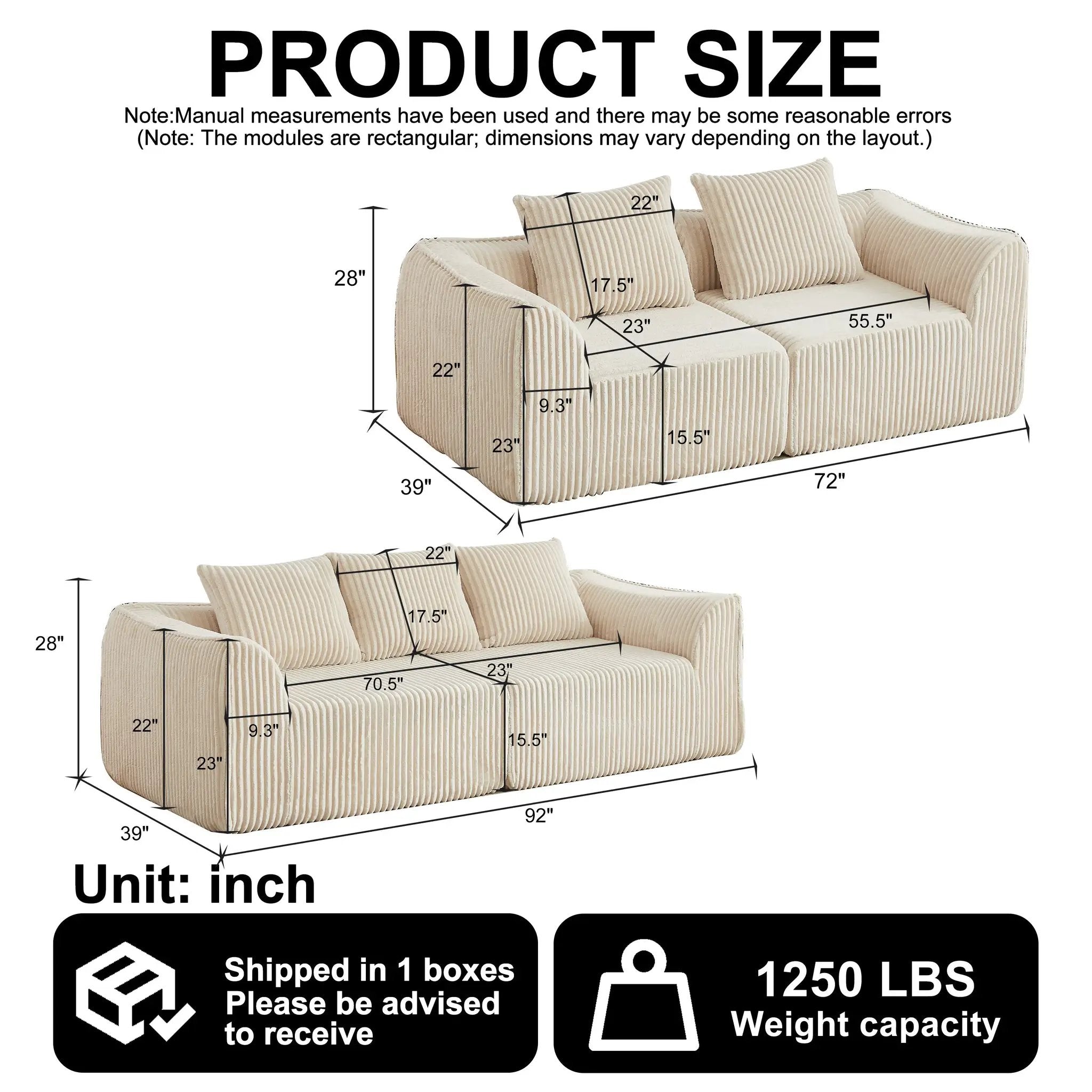Minimalist 3+2 Seater Corduroy Sofa Set by HouseOfZazla