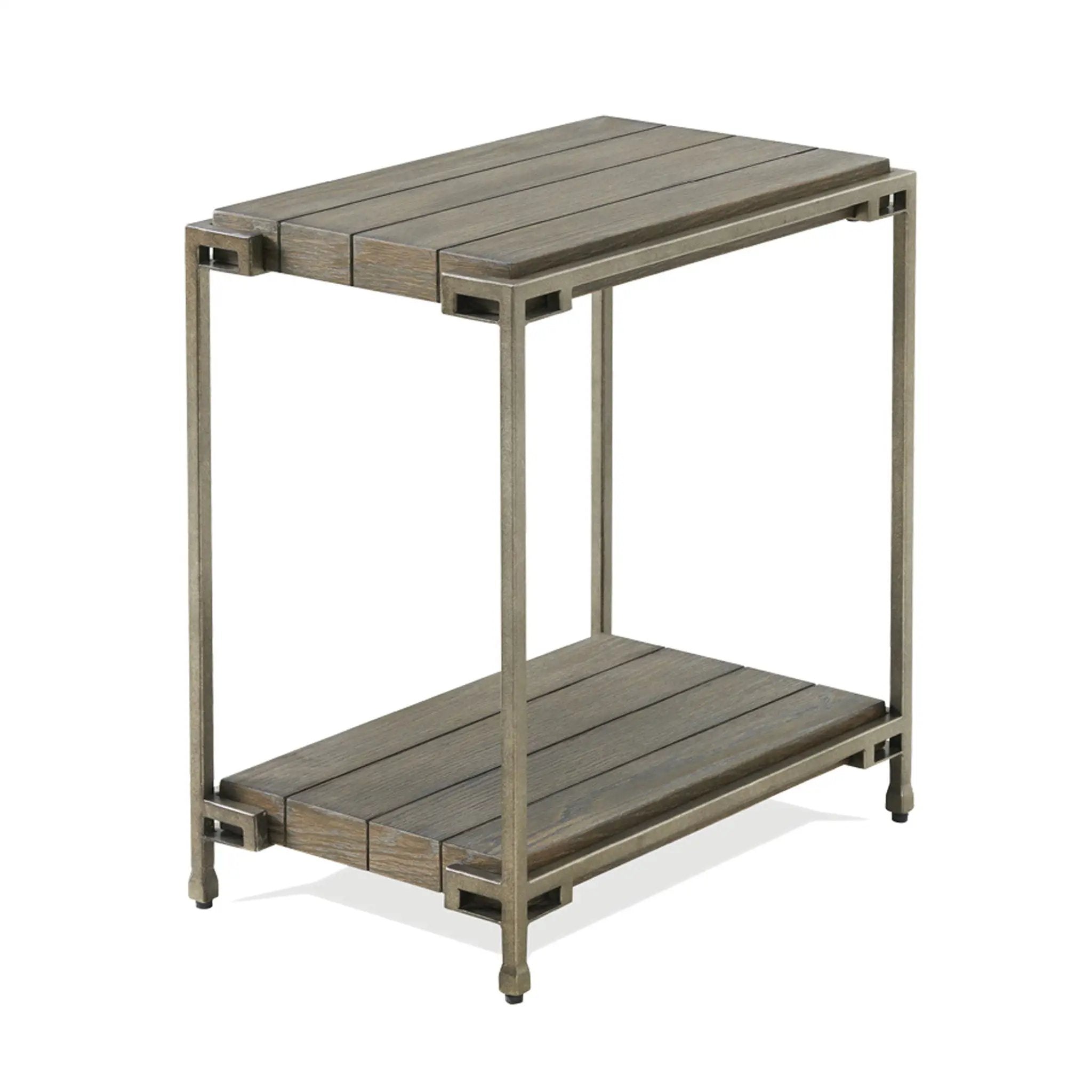 Corbeta - 3 Piece Metal Frame Wood Living Room Coffee Table And 2 Chairside Tables Set, Aged Graphite - Brown by HouseOfZazla