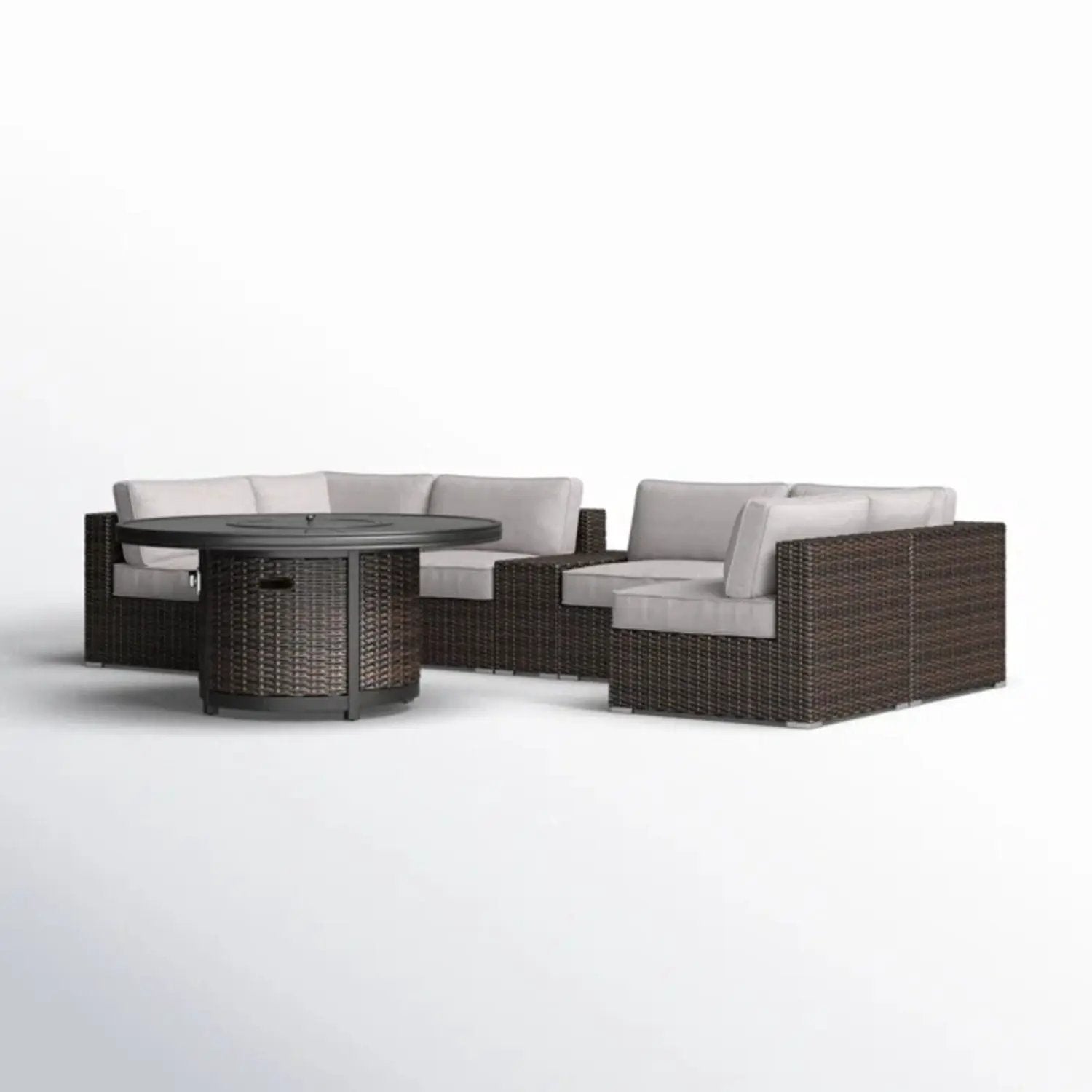 Rattan Patio Set With Comfortable Cushions And Fire Pit by HouseOfZazla