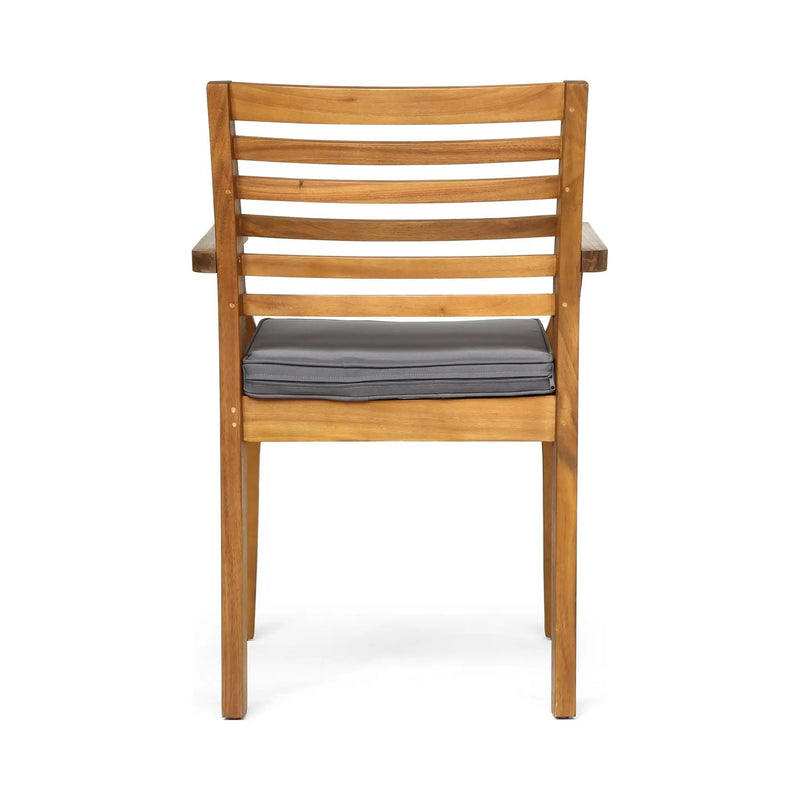 Outdoor Dining Chair With Slat Back And Acacia Wood Frame (Set of 2) - Gray / Teak by HouseOfZazla