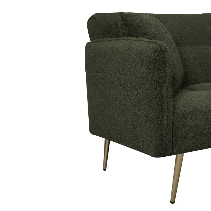 Convertible Double Futon Sofa Bed With Folding Armrests For Living Rooms