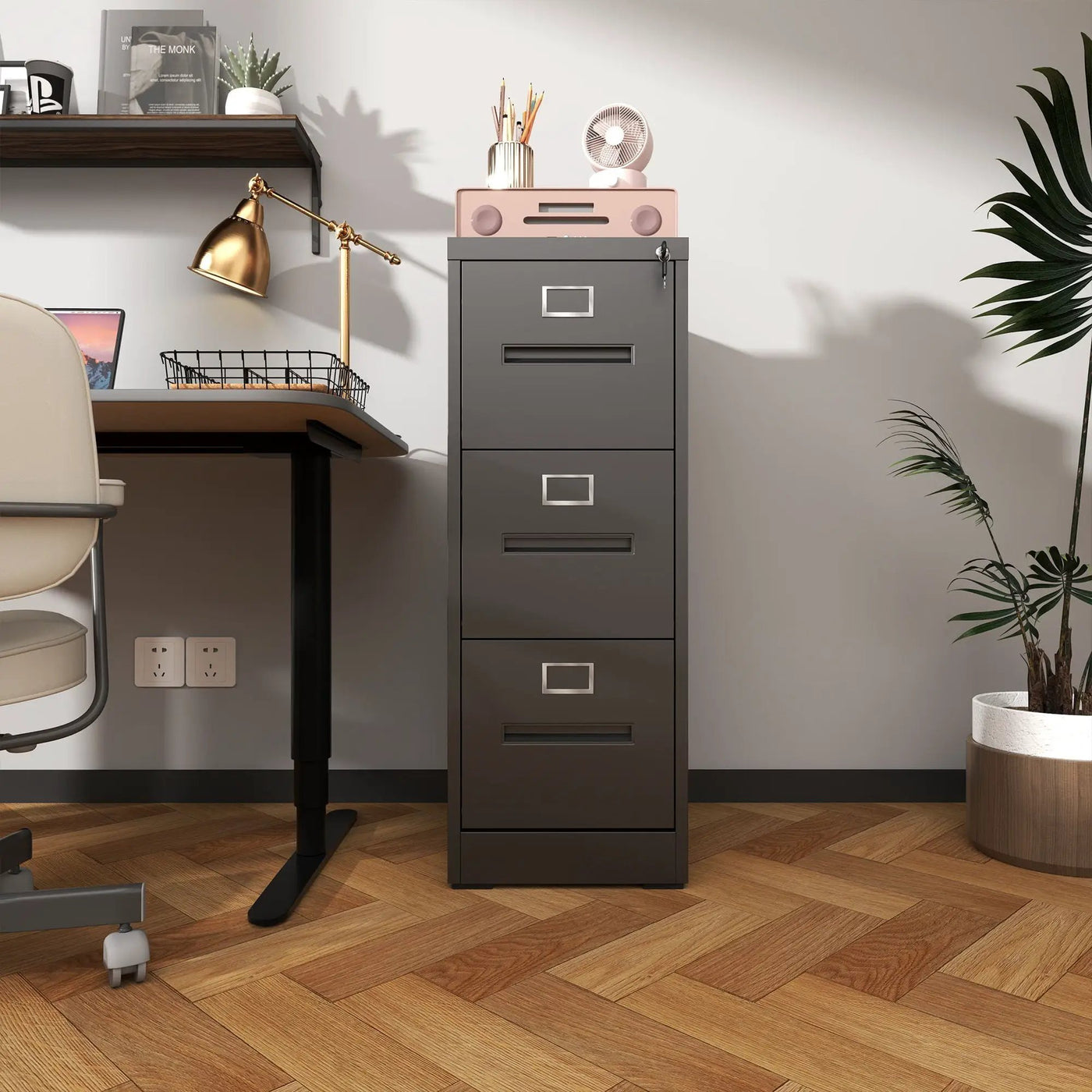 Premium Drawer File Cabinet With Lock, Metal Vertical Design, A4 Legal / Letter Size by HouseOfZazla