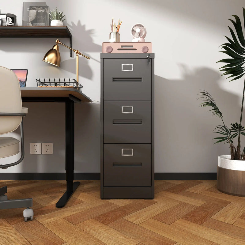 Premium Drawer File Cabinet With Lock, Metal Vertical Design, A4 Legal / Letter Size by Unique Piece Furniture