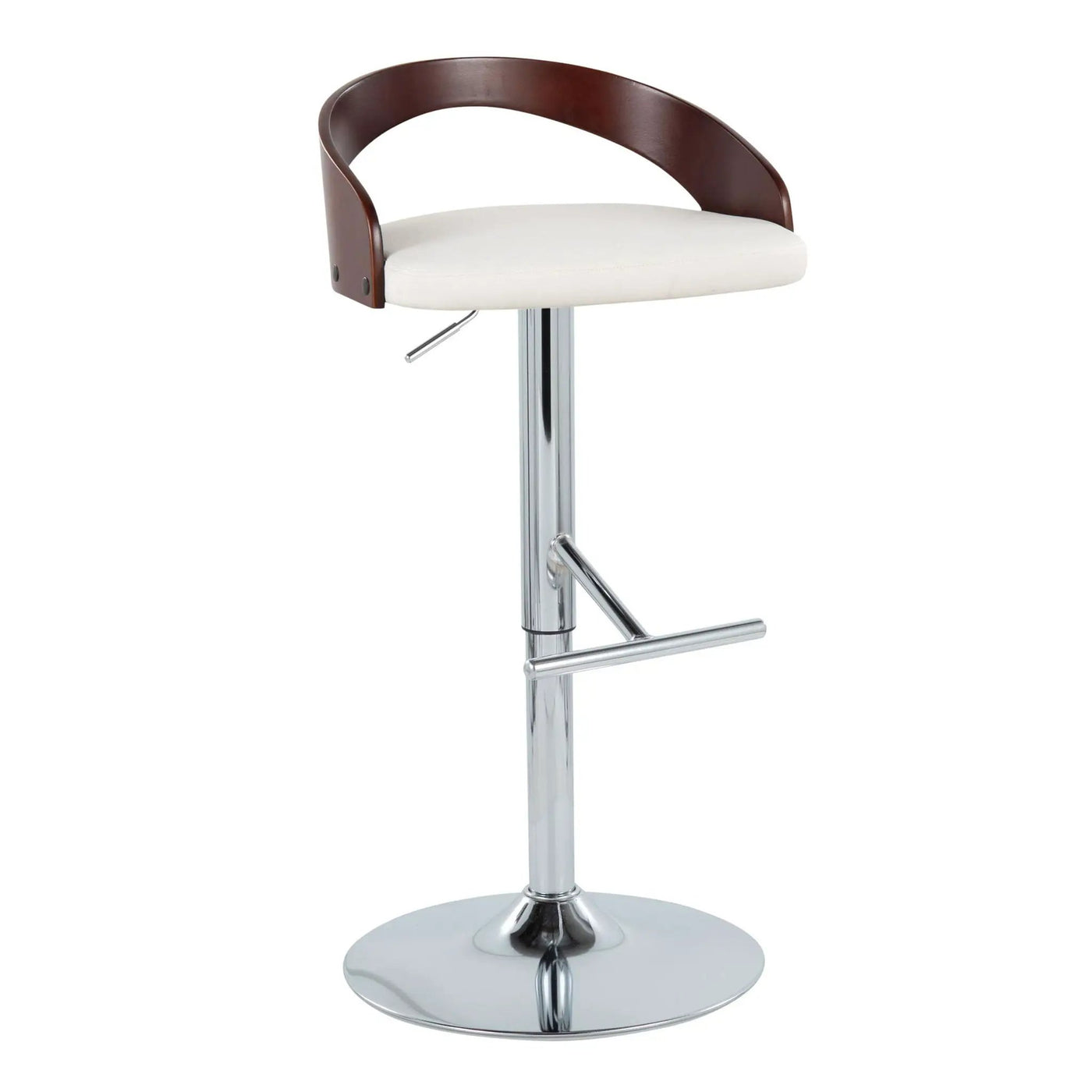 Grotto - Contemporary Adjustable Height Barstool With Swivel With Straight T Footrest (Set of 2) by HouseOfZazla