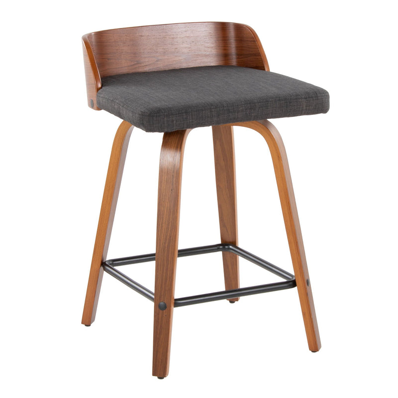 Maya - Mid Century Modern Fixed Height Counter StoolSwivel And Square Footrest (Set of 2) by HouseOfZazla