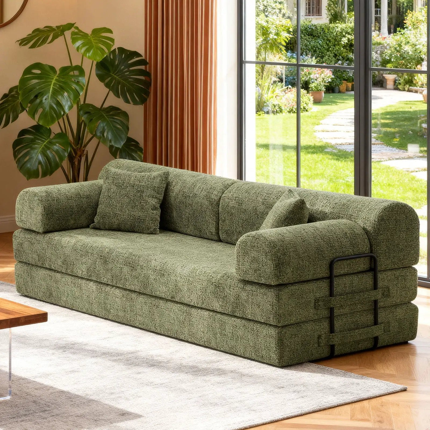 Modern 2 Tone Fabric Convertible Sleeper Sofa Bed by HouseOfZazla