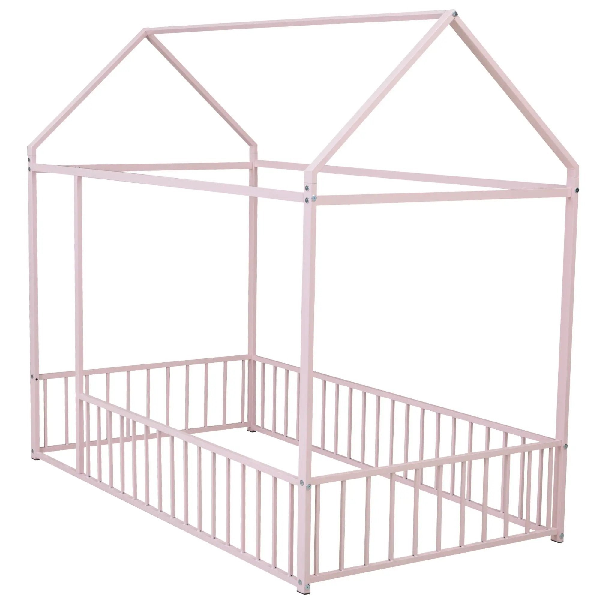 Metal Bed House Bed Frame With Fence by HouseOfZazla