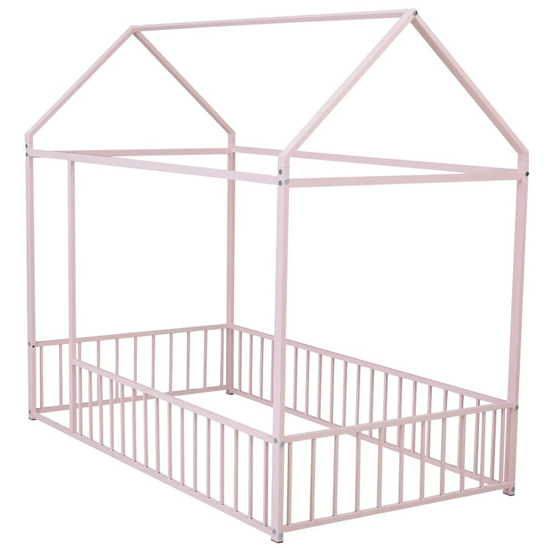 Metal Bed House Bed Frame With Fence by HouseOfZazla