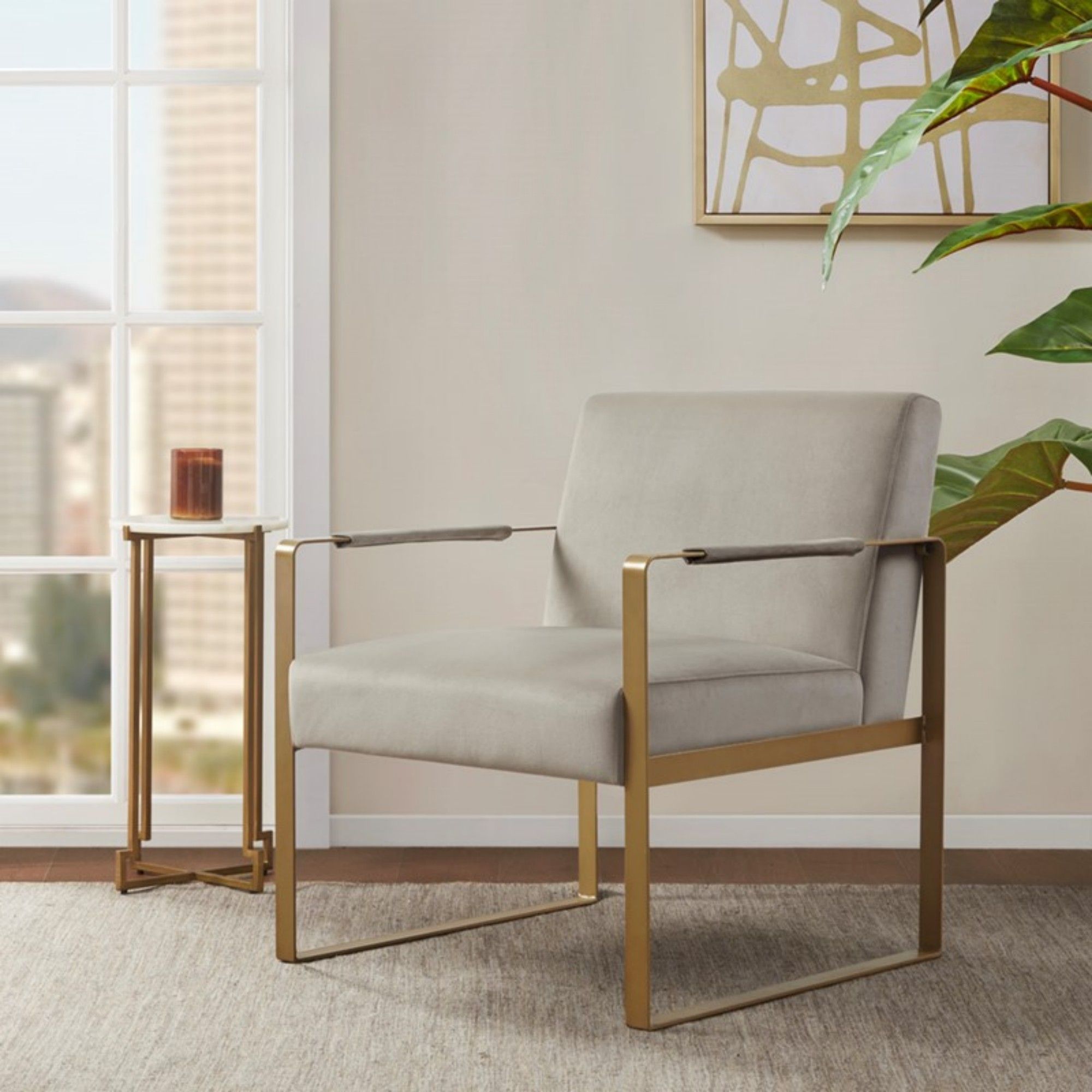 Jayco - Accent Chair With Metal Arms - Beige by HouseOfZazla