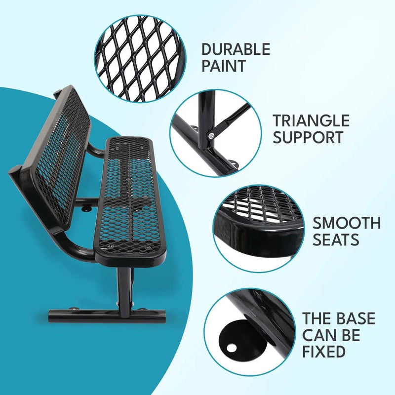 Outdoor Steel Bench With Backrest by HouseOfZazla