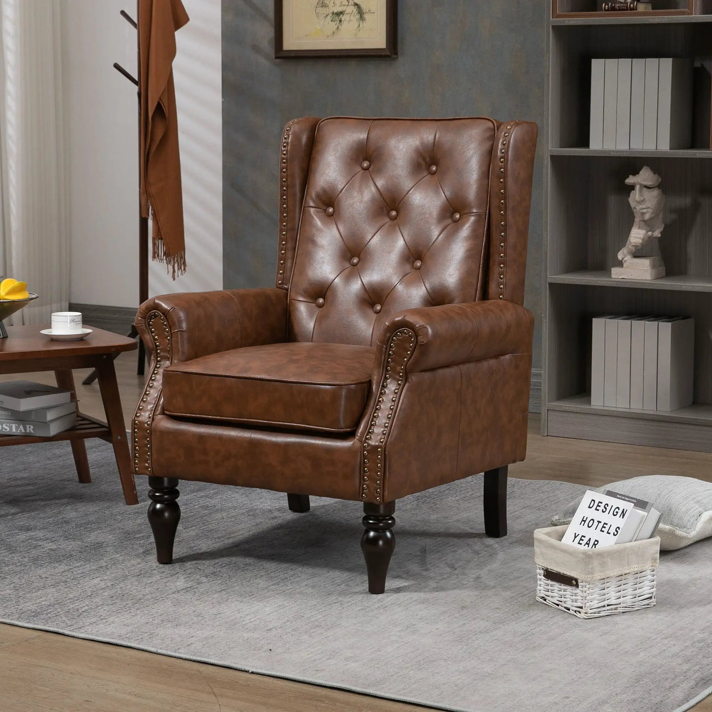 Modern Accent Armchair With Sturdy Wood Legs by Unique Piece Furniture