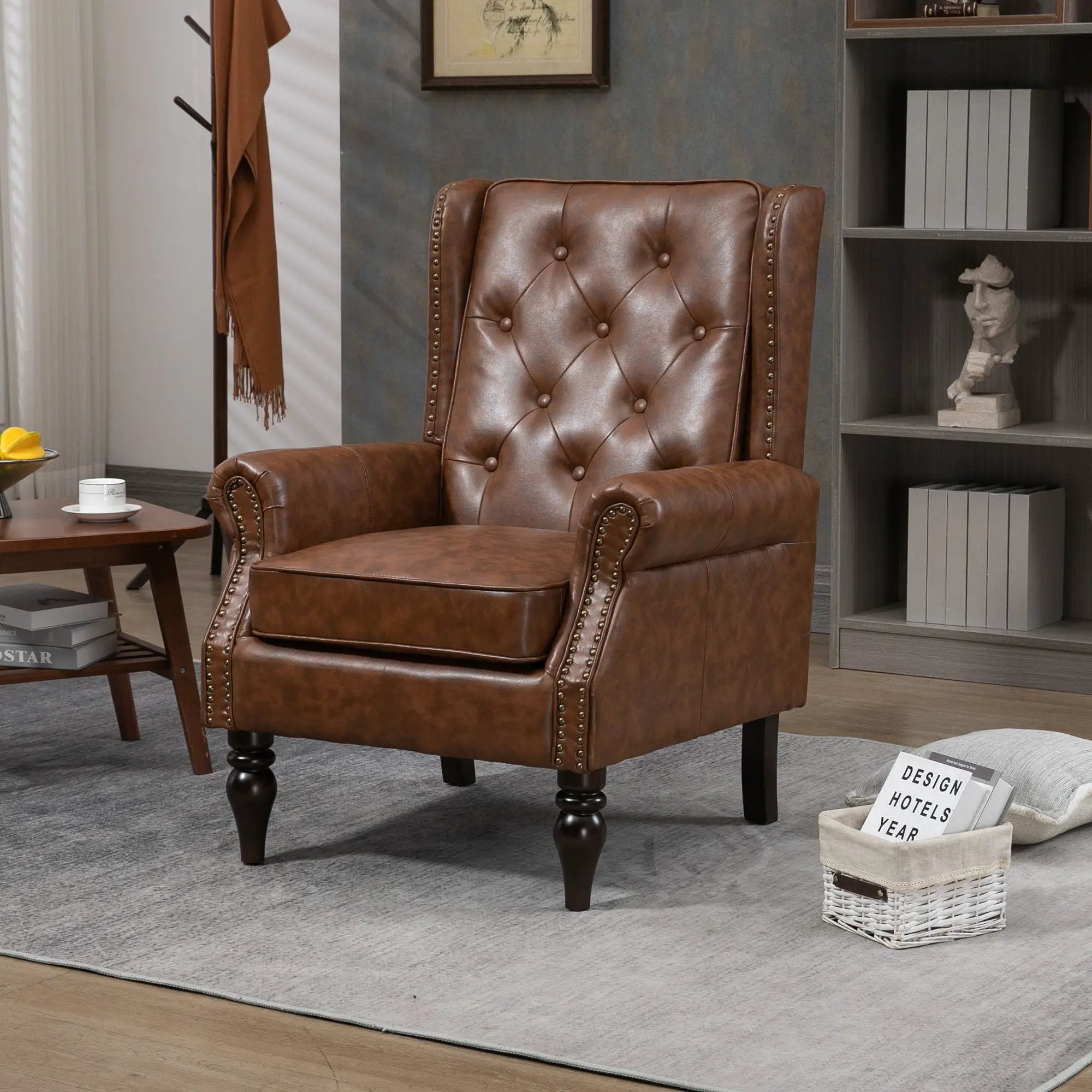 Modern Accent Armchair With Sturdy Wood Legs by Unique Piece Furniture