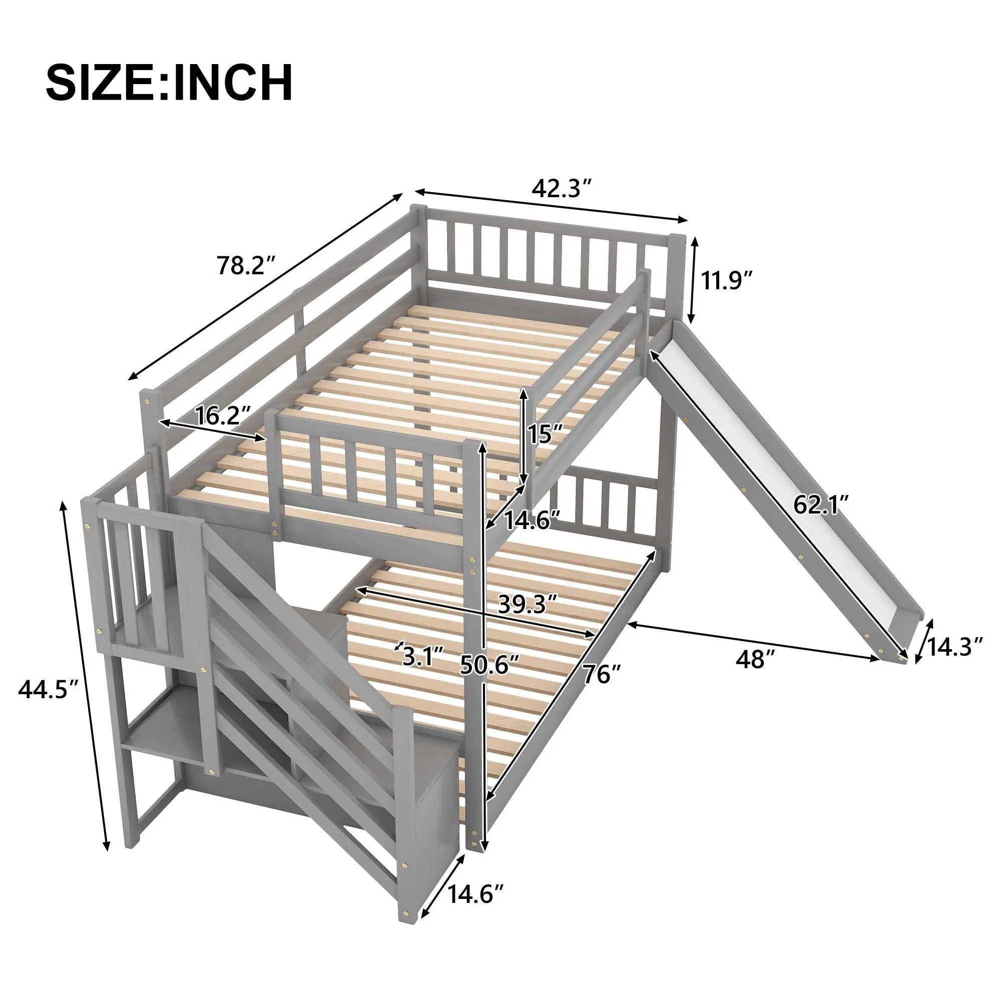 Bunk Bed With Convertible Slide And Stairway by Unique Piece Furniture