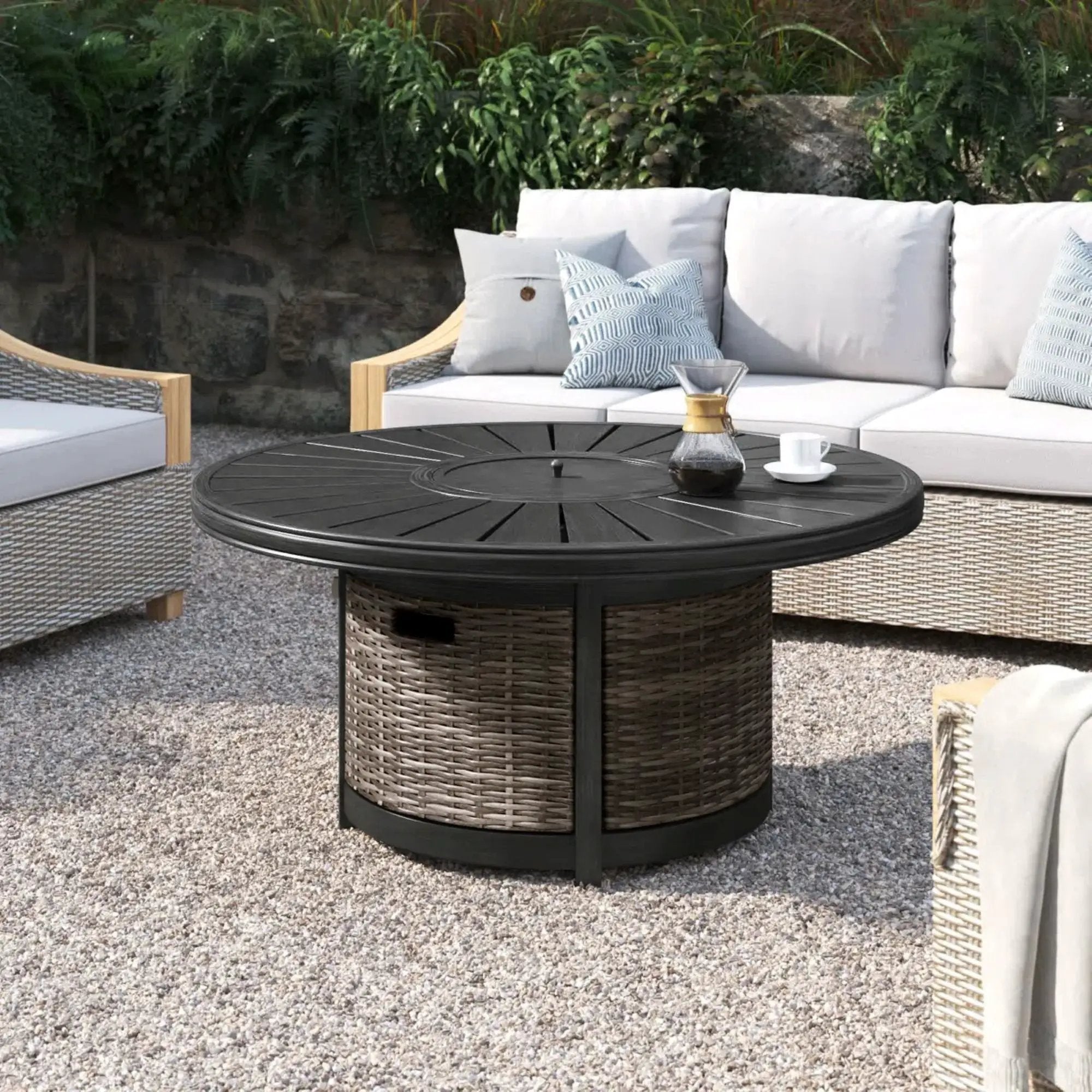 Cassara Resort - Propane Outdoor Fire Pit Table - Brown by HouseOfZazla