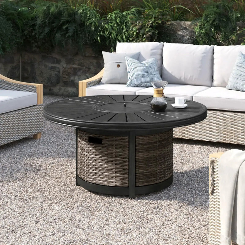 Cassara Resort - Propane Outdoor Fire Pit Table - Brown by HouseOfZazla