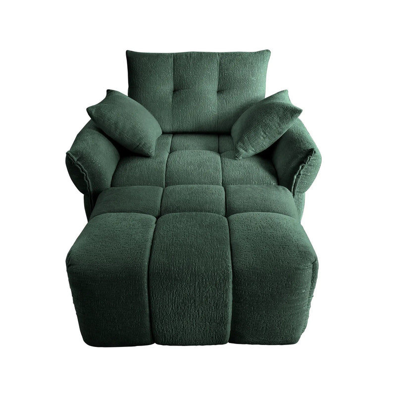 Ergonomic Single Seater Sofa With Ottoman, High Resilience Support Cushions by Unique Piece Furniture