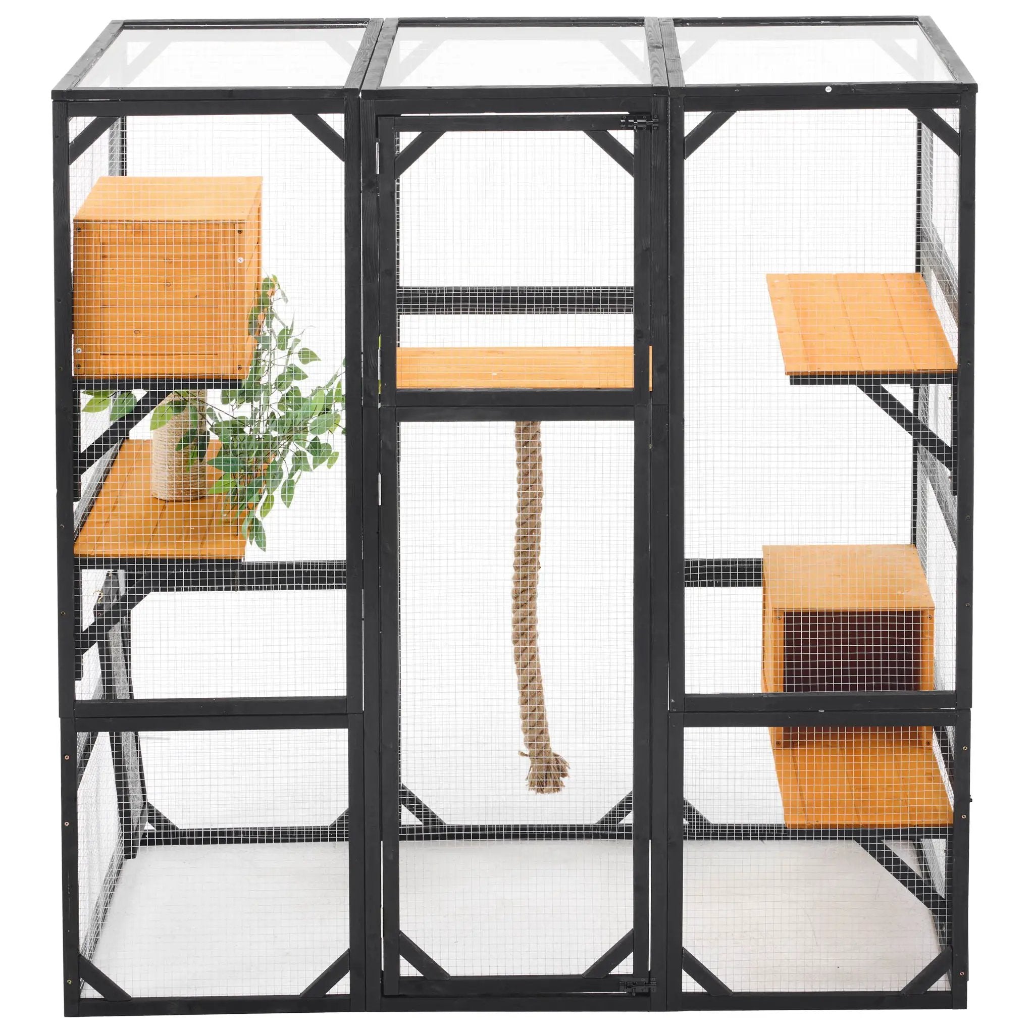 Outdoor Cat House, Diy Cat Enclosure Catio With Double Enter Doors by HouseOfZazla