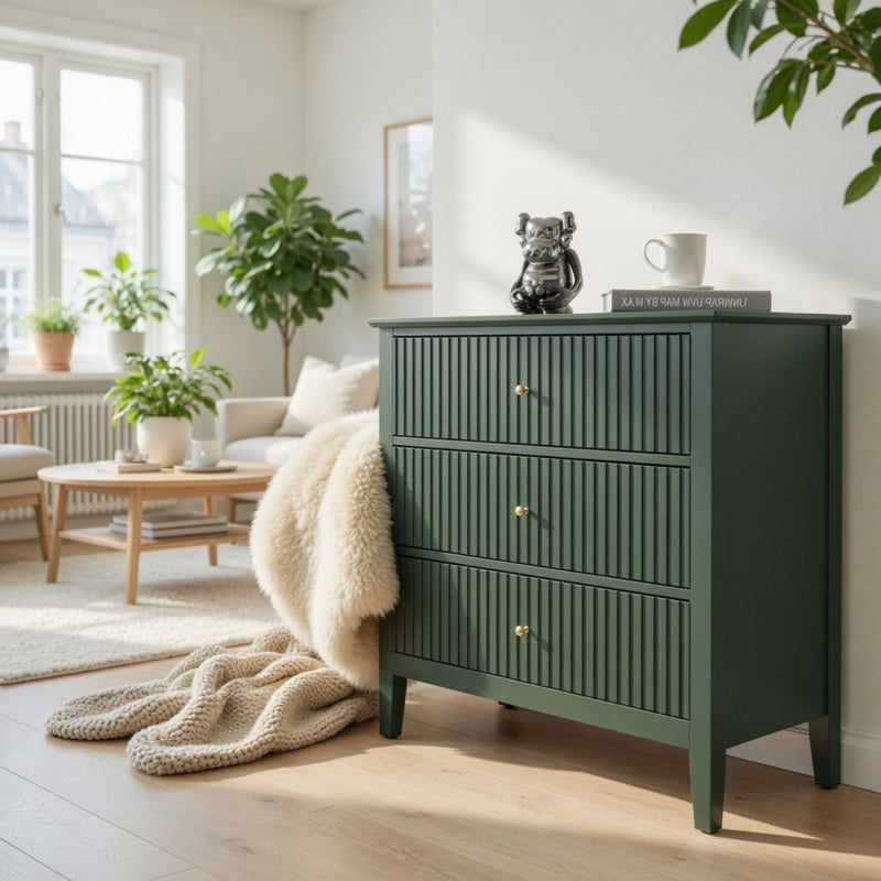 Fluted 3 Drawer Nightstand With Soft Close Slides by HouseOfZazla